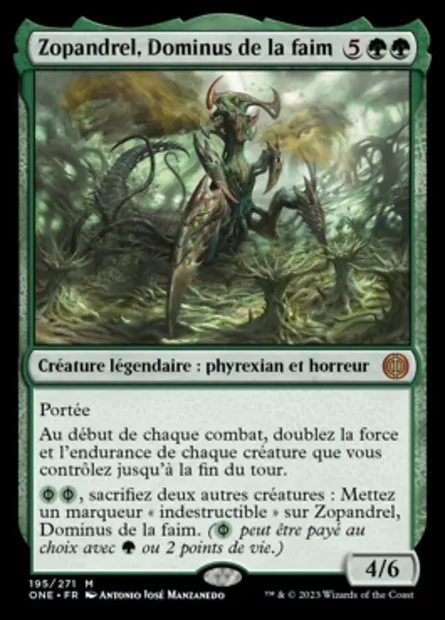 Zopandrel, Dominus de la faim, carte Magic ONE 195 — extension Tous Phyrexians