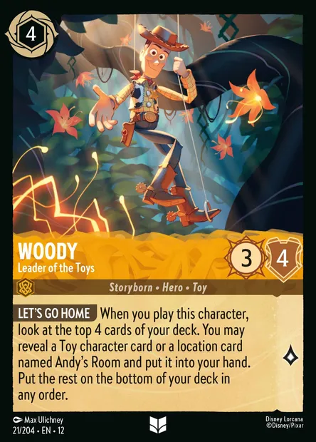 Woody - Leader of the Toys, Disney Lorcana card CH12-021 — Wilds Unknown set