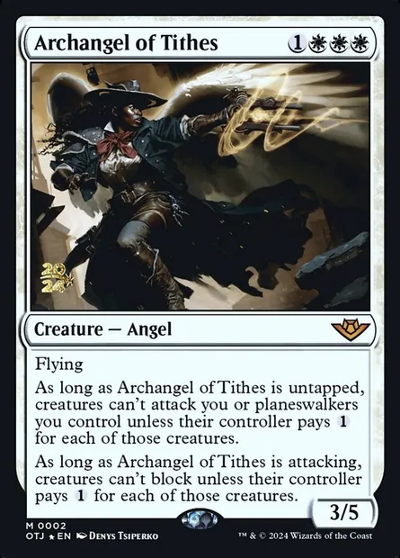 Archange des dîmes, carte Magic POTJ 2s — extension Outlaws of Thunder Junction Promos