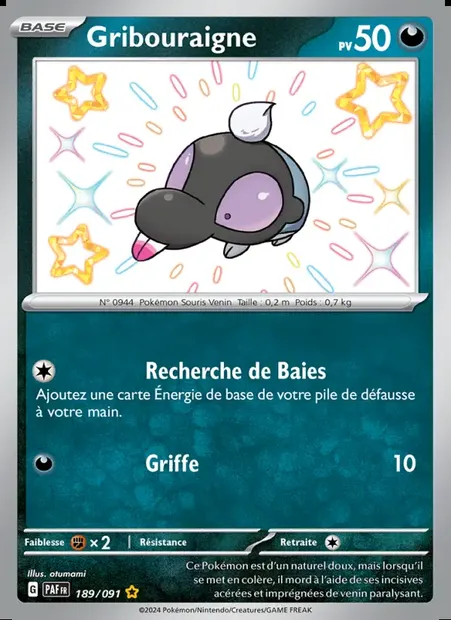 Gribouraigne, carte Pokémon PAF 189 — extension Destinées de Paldea