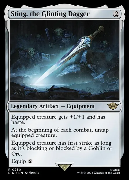 Sting, the Glinting Dagger, Magic card LTR 250 — The Lord of the Rings: Tales of Middle-earth set