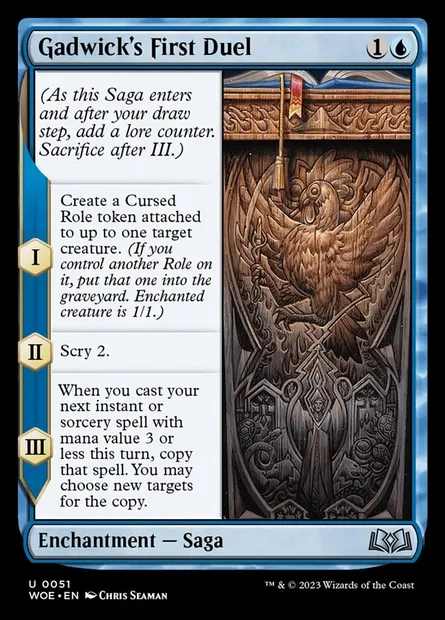 Gadwick's First Duel, Magic card WOE 51 — Wilds of Eldraine set