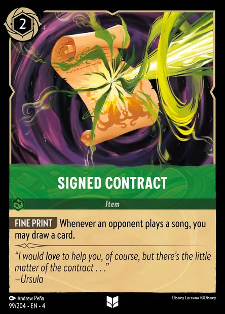 Signed Contract, Disney Lorcana card CH4-099 — Ursula's Return set