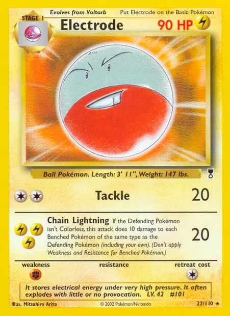 Électrode, carte Pokémon LC 22 — extension Legendary Collection