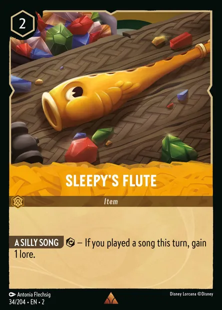 Sleepy's Flute, Disney Lorcana card CH2-034 — Rise of the Floodborn set