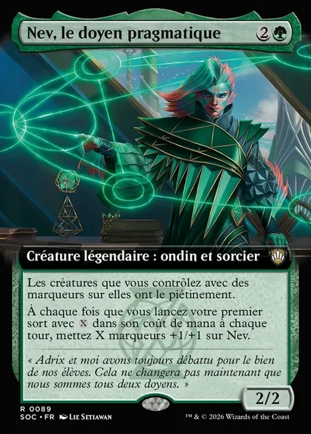 Nev, le doyen pragmatique, carte Magic SOC 89 — extension Secrets of Strixhaven Commander