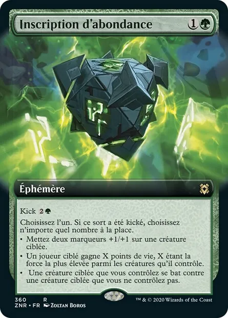 Inscription d'abondance, carte Magic ZNR 360 — extension Renaissance de Zendikar