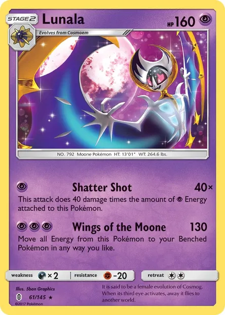 Lunala, Pokémon card GRI 61 — Guardians Rising set