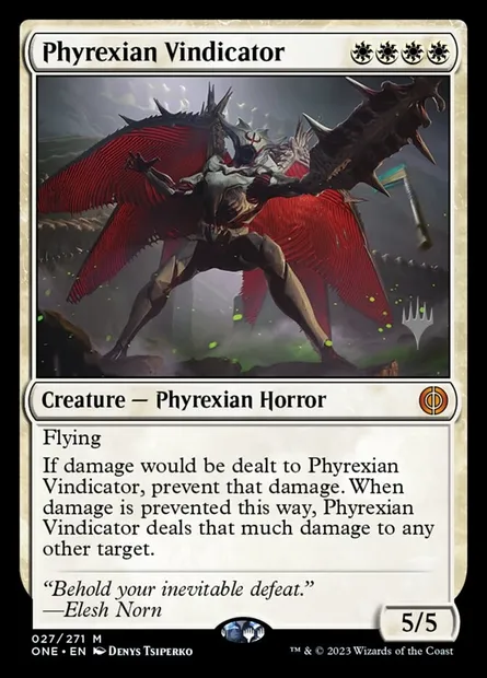 Phyrexian Vindicator, Magic card PONE 27p — Phyrexia: All Will Be One Promos set