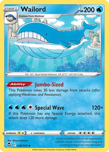 Wailord, Pokémon card SIT 038 — Silver Tempest set