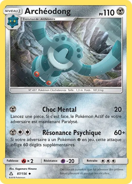 Archéodong, carte Pokémon UPR 87 — extension Ultra-Prisme