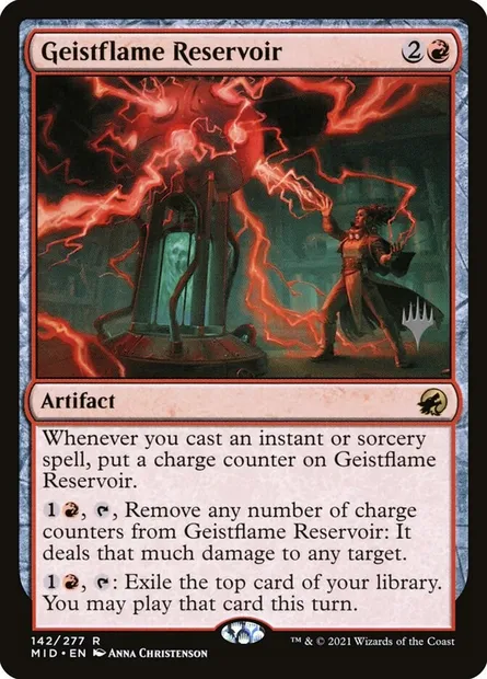 Geistflame Reservoir, Magic card PMID 142p — Innistrad: Midnight Hunt Promos set