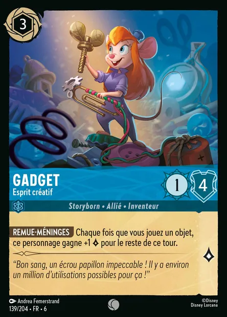 Gadget - Esprit créatif, carte Disney Lorcana CH6-139 — extension La Mer Azurite