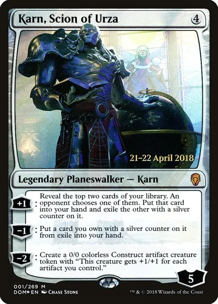 Karn, Scion of Urza, Magic card PDOM 1s — Dominaria Promos set