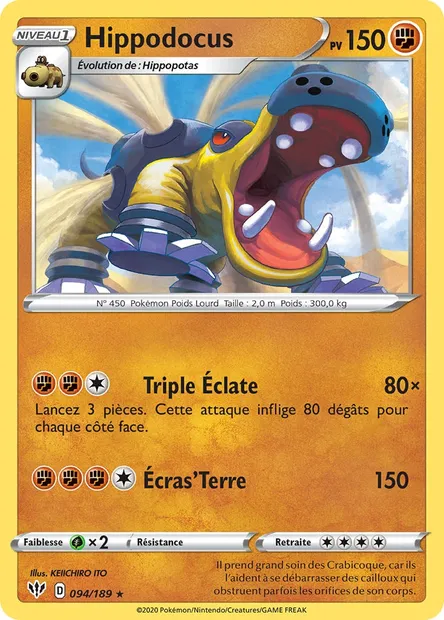 Hippodocus, carte Pokémon DAA 94 — extension Ténèbres Embrasées
