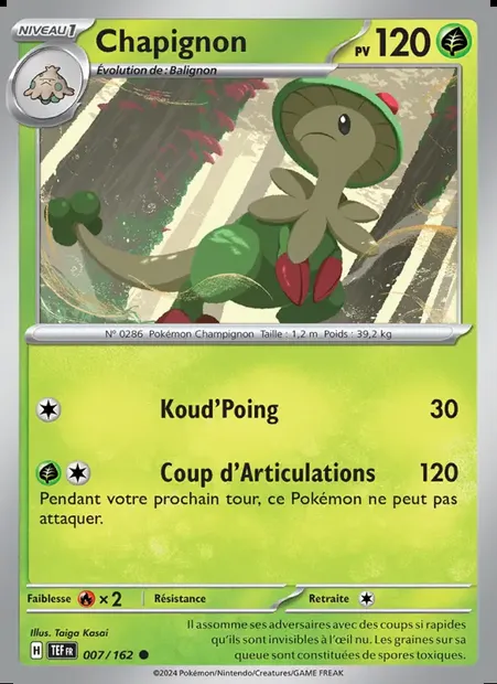 Chapignon, carte Pokémon TEF 007 — extension Forces Temporelles