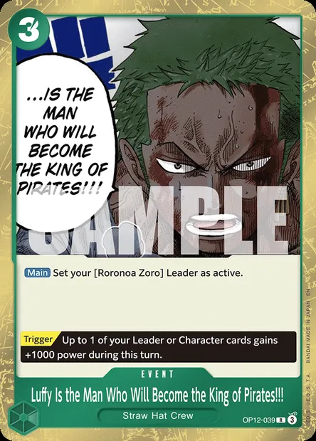 Luffy Is the Man Who Will Become the King of Pirates!!!, One Piece card OP12-039 — LEGACY OF THE MASTER set