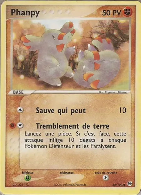 Phanpy, carte Pokémon RS 62 — extension EX Rubis & Saphir