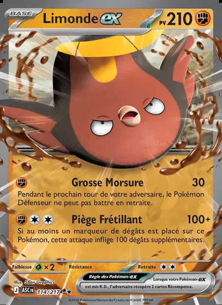 Limonde-ex, carte Pokémon ASC 114 — extension Héros Transcendants