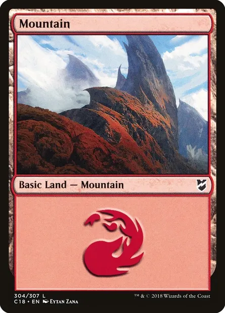 Mountain, Magic card C18 304 — Commander 2018 set