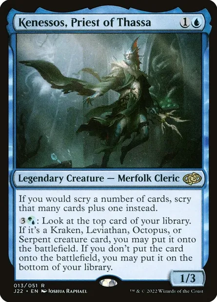 Kenessos, Priest of Thassa, Magic card J22 13 — Jumpstart 2022 set