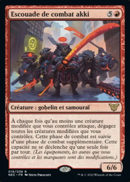 Escouade de combat akki, carte Magic NEC 18 — extension Neon Dynasty Commander
