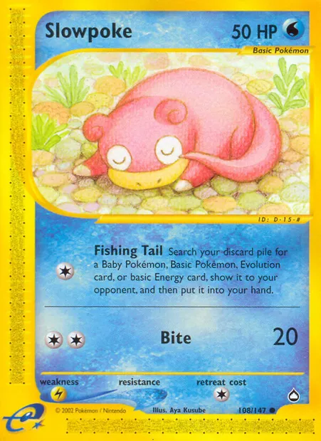 Slowpoke, Pokémon card AQ 108 — Aquapolis set