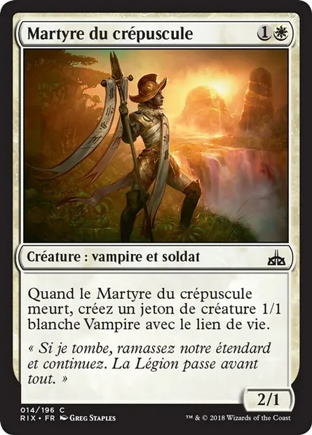 Martyre du crépuscule, carte Magic RIX 14 — extension Les combattants d'Ixalan
