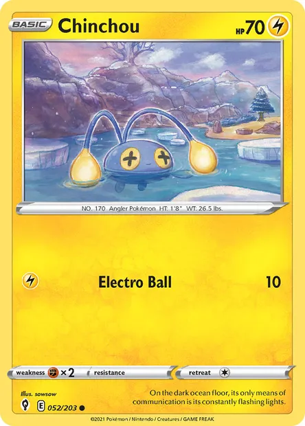 Chinchou, Pokémon card EVS 52 — Evolving Skies set