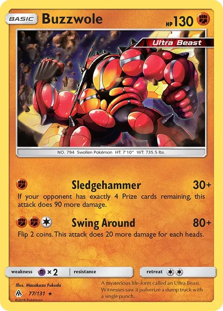 Buzzwole, Pokémon card FLI 77 — Forbidden Light set