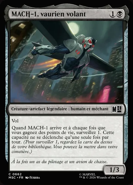 MACH-1, vaurien volant, carte Magic MSC 662 — extension Marvel Super Heroes Commander