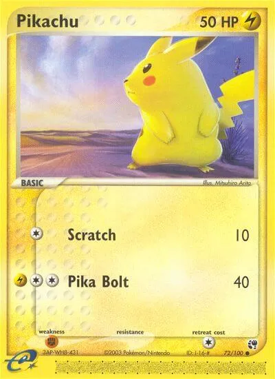 Pikachu, Pokémon card SS 72 — Sandstorm set