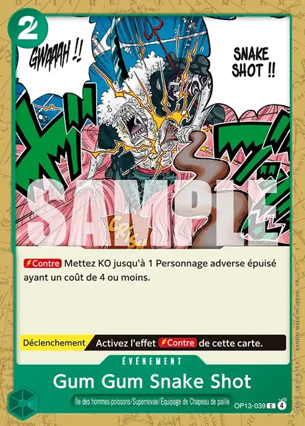 Gum Gum Snake Shot, carte One Piece OP13-039 — extension SUCCESSEURS
