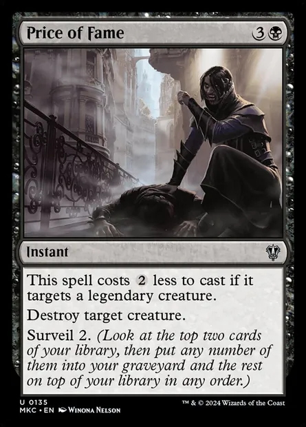 Price of Fame, Magic card MKC 135 — Murders at Karlov Manor Commander set