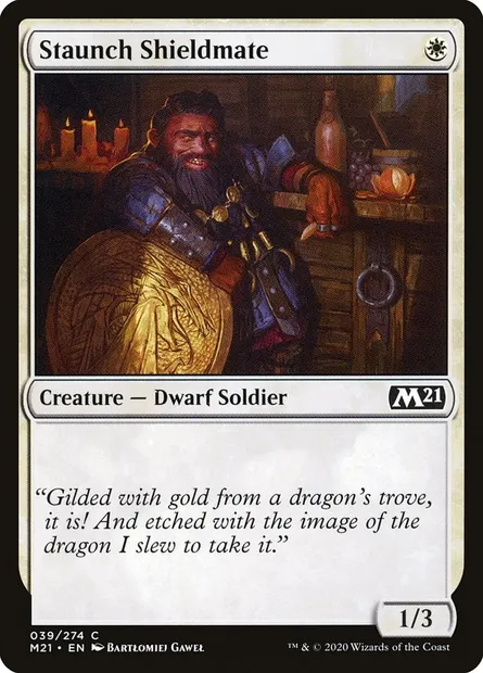 Staunch Shieldmate, Magic card M21 39 — Core Set 2021 set