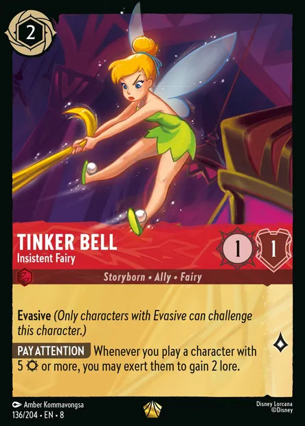 Tinker Bell - Insistent Fairy, Disney Lorcana card CH8-136 — The Reign of Jafar set
