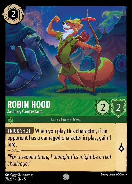 Robin Hood - Archery Contestant, Disney Lorcana card CH5-077 — Shimmering Skies set