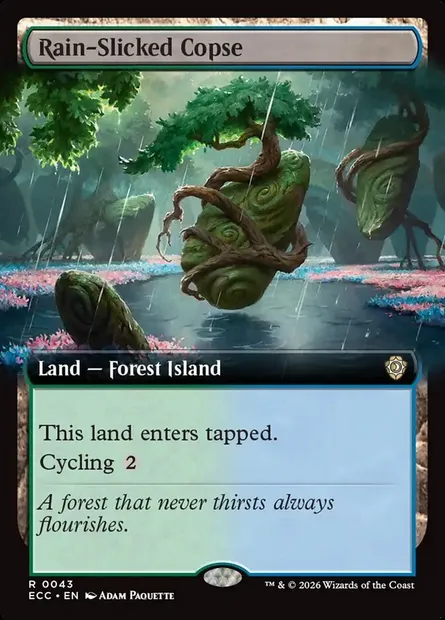Rain-Slicked Copse, Magic card ECC 43 — Lorwyn Eclipsed Commander set