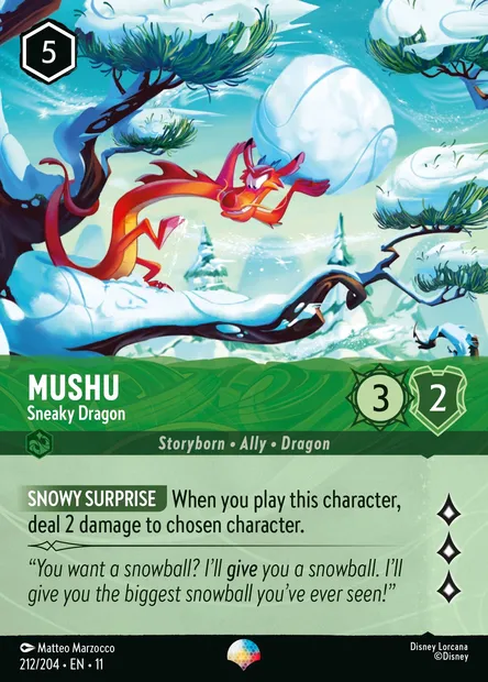 Mushu - Sneaky Dragon, Disney Lorcana card CH11-212 — Winterspell set