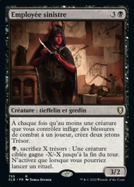 Employée sinistre, carte Magic CLB 755 — extension Commander Légendes : la bataille de la Porte de Baldur