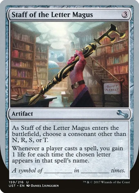 Staff of the Letter Magus, Magic card UST 159 — Unstable set