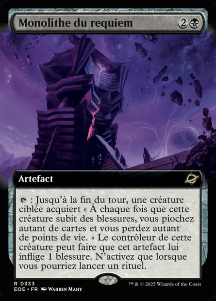 Monolithe du requiem, carte Magic EOE 333 — extension Edge of Eternities