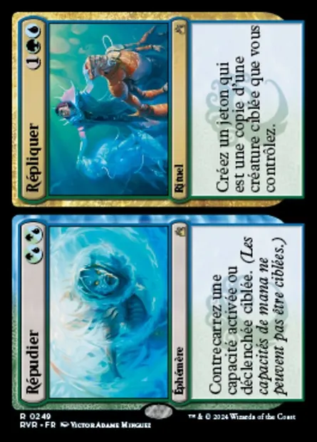 Répudier // Répliquer // Répudier // Répliquer, carte Magic RVR 249 — extension Ravnica Remastered