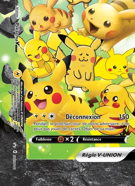 Pikachu V-UNION, carte Pokémon SWSH 141 — extension Promo SWSH