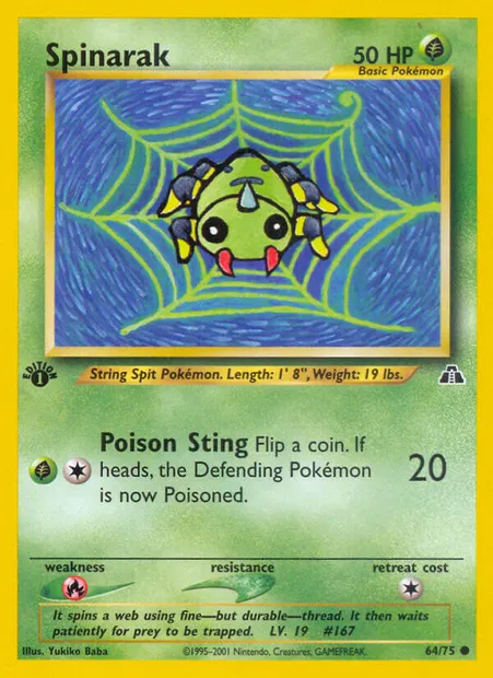 Spinarak, Pokémon card ND 64 — Neo Discovery set