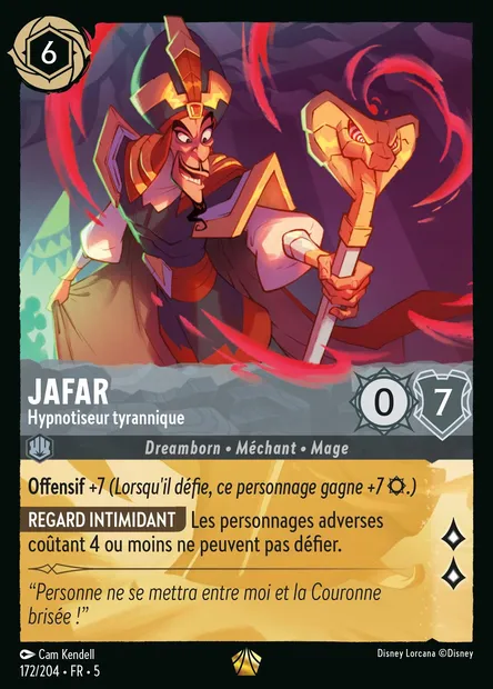 Jafar - Hypnotiseur tyrannique, carte Disney Lorcana CH5-172 — extension Ciel Scintillant
