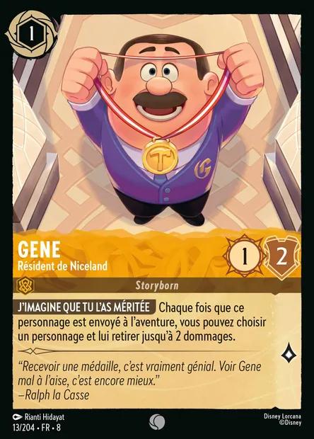 Gene - Résident de Niceland, carte Disney Lorcana CH8-013 — extension Le Règne de Jafar