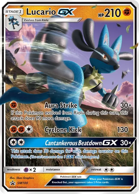 Lucario GX, carte Pokémon SM 100 — extension Promo SM