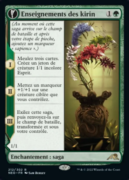 Enseignements des kirin // Orochi touché par les kirin, carte Magic NEO 212 — extension Kamigawa: La Dynastie Néon