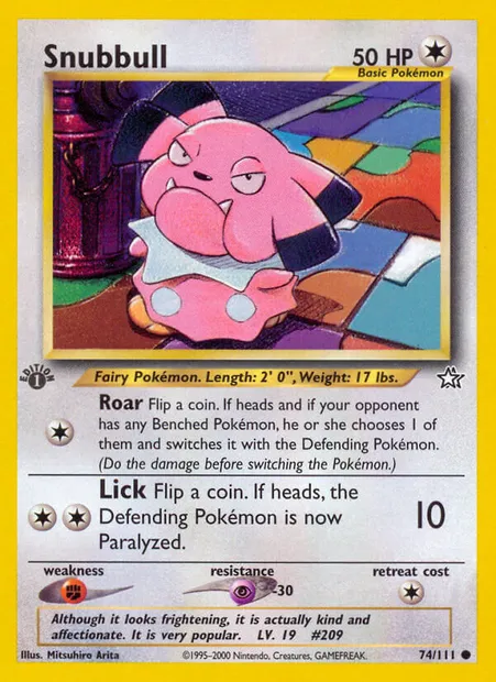 Snubbull, Pokémon card NG 74 — Neo Genesis set
